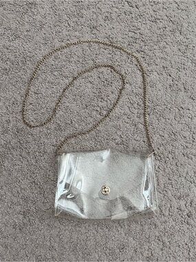 Clear PVC Crossbody Bag Gold Chain Womens